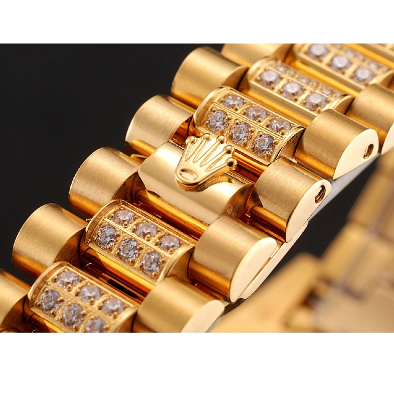 Aaa replica White Swiss 1453958 Diamond Gold Dial Bracelet Pave Day-Date Diamond Rolex 0825